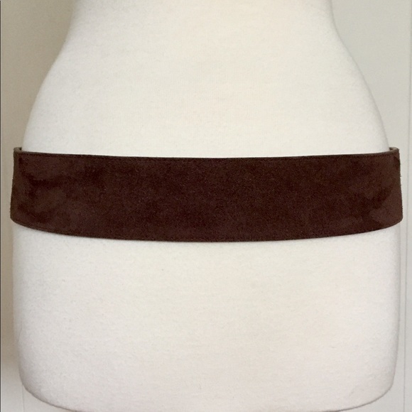 Cole Haan Brown Suede Belt with Crocodile-Embossed Buckle - Picture 6 of 8